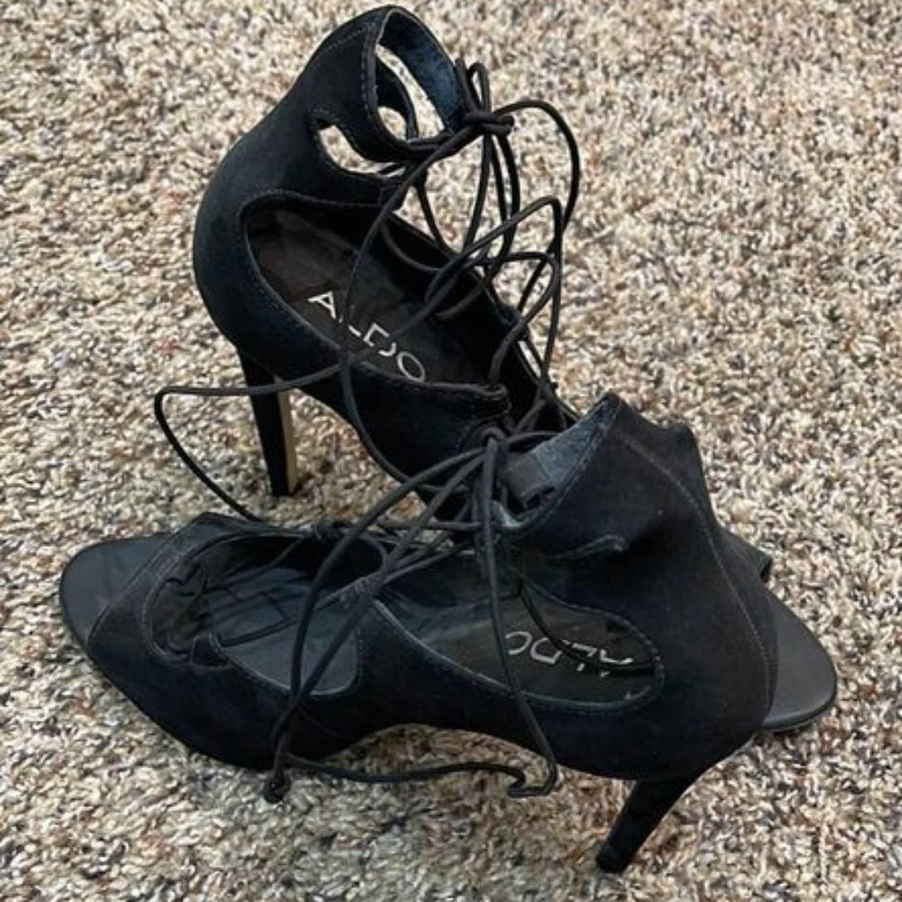 ALDO Black Strappy Open Toe Heel (NWT)